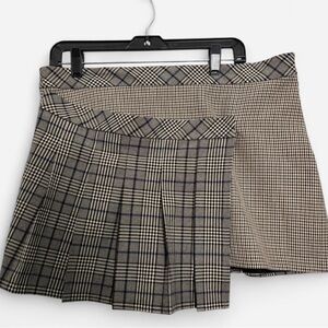 Steve Madden Women’s Skirt Size 12 Brown Plaid Pleated Mini Skirt Academia Y2K